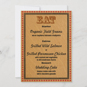 Convites Menu de Jantar da Festa de Recepção ao Estilo Ocid