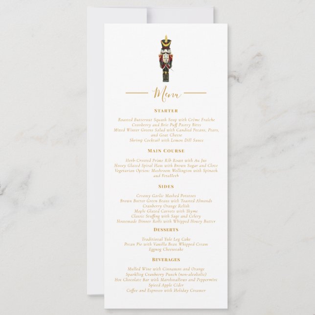 Convites Menu de Jantar de Natal Elegante da Festa de Natal (Frente)