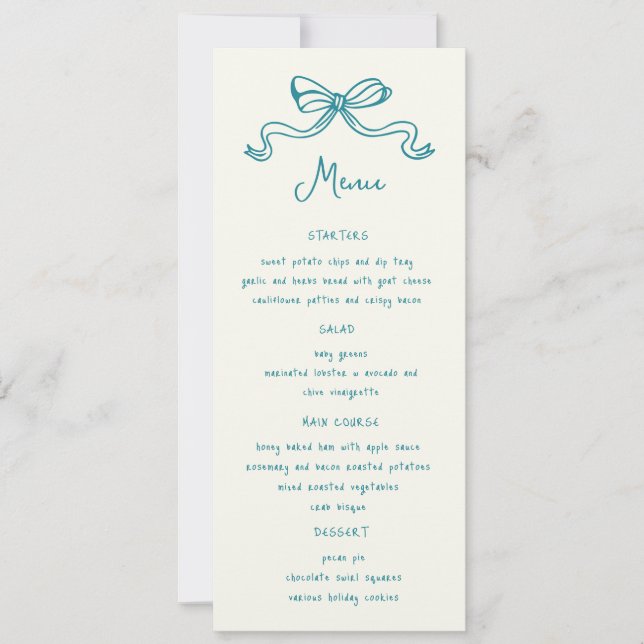 Convites Menu de Janto de Casamento Desenhado à Mão de Arco (Frente)