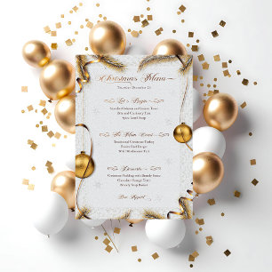 Convites Menu de Janto de Natal Dourado e Branco