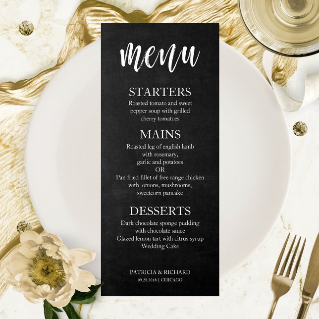 Convites Menu de Lousa Preto e Branco (Criador carregado)
