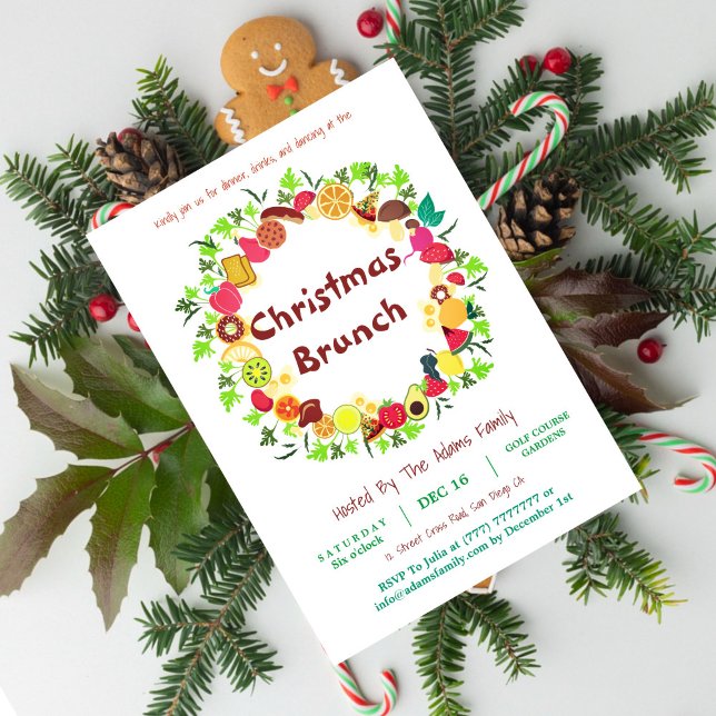 Convites Menu de Natal de Frutas e Legumes Frescos (Criador carregado)