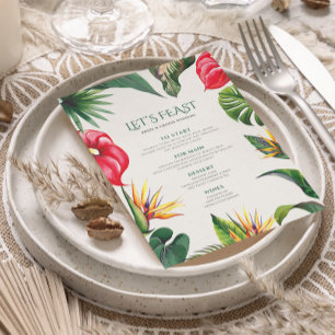 Convites Menu de quadro do Flores para casamentos tropical 
