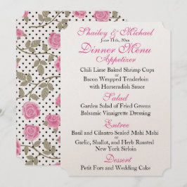 Convites MENU DE RECEÇÃO DE CASAMENTO Rosa/Preto