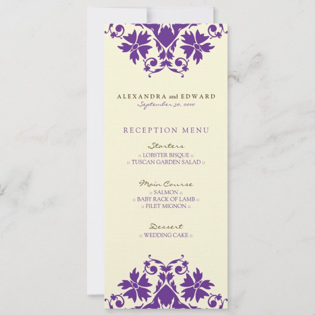 Convites Menu de Recepção de Casamento com Selo Decorativo  (Frente)