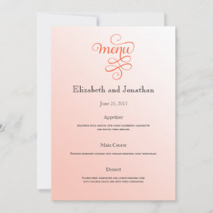 Convites Menu de Recepção de casamento de Melão Suave