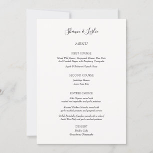 Convites Menu de Três Cursos de Casamento Minimalista Dive