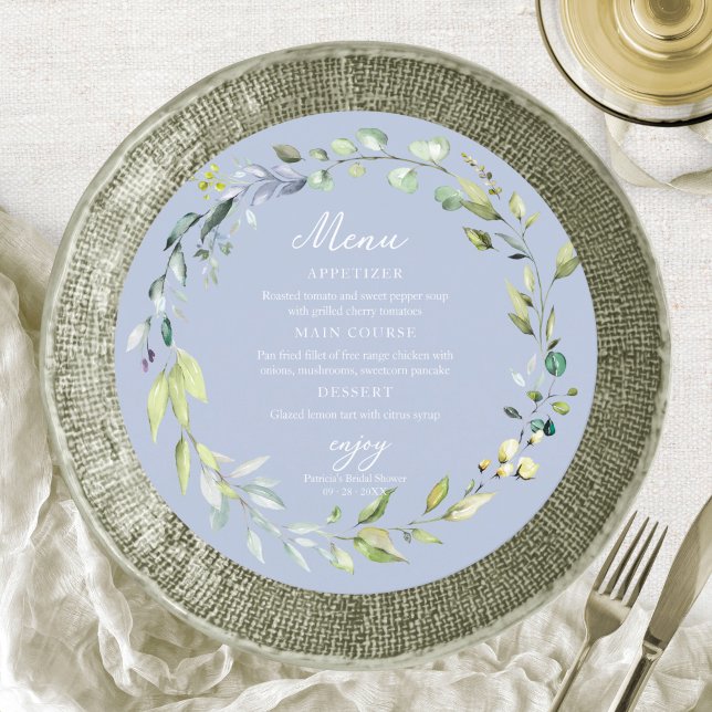 Convites Menu do Círculo do Chá de panela Eucalyptus - Verd (Criador carregado)
