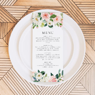 Convites Menu do Janto Verde Floral Cor-de-Rosa Esmagada El