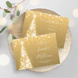 Convites Menu Dourado Casamento da Árvore Festiva do Xmas