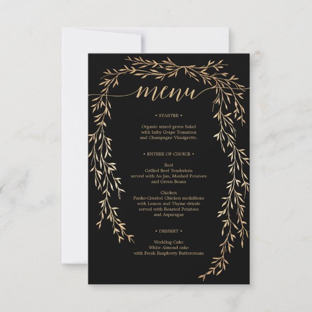 Convites Menu Dourado Casamento Glamoroso (Frente)