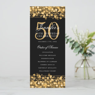 Convites Menu Dourado do Programa de Aniversário 50 da Eleg