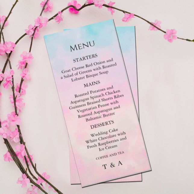 Convites Menu Dreamy Rainbow Unicorn watercolor (This bridal shower invitation features an arrangement of watercolor dreamy rainbow unicorns. )