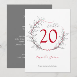 Convites Menu e Número da Tabela de Casamento Moderno (Cinz