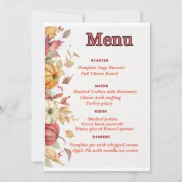 Convites Menu Elegante de Ação de Graças