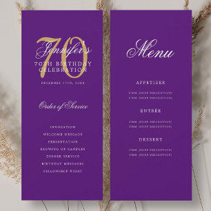 Convites Menu Elegante do Programa de Aniversário do 70 Dou