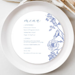 Convites Menu Floral Azul