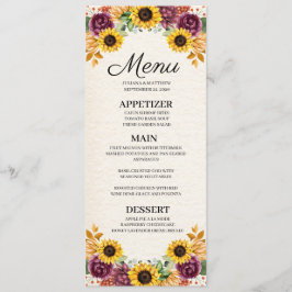 Convites Menu floral do casamento do girassol do outono