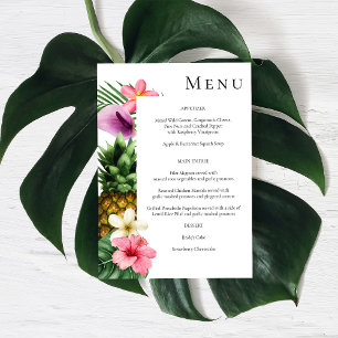 Convites Menu Floral Tropical Havaiana - Branco