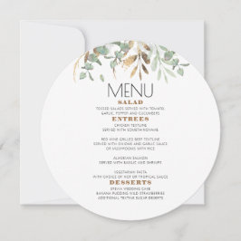 Convites Menu Folhagem do Eucalyptus Foliage, Dourado Verde