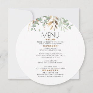 Convites Menu Folhagem do Eucalyptus Foliage, Dourado Verde