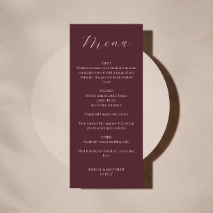 Convites Menu Imprimível do Script Burgundy do Monograma Cl