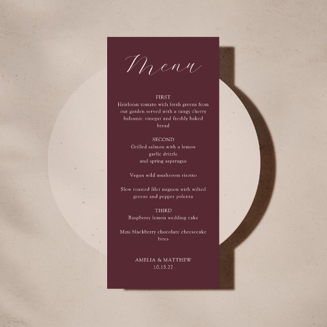 Convites Menu Imprimível do Script Burgundy do Monograma Cl (Criador carregado)