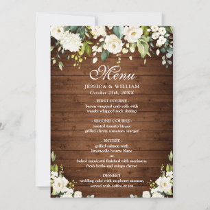 Convites Menu Janto Casamento Madeira & White Rose Menu Rus