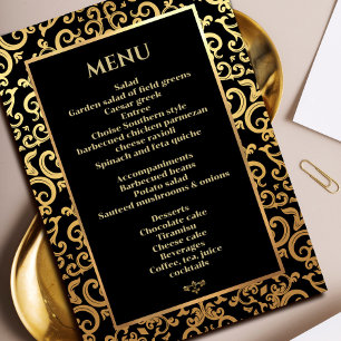 Convites Menu Janto de Casamento de Moldura de Ouro Elegant
