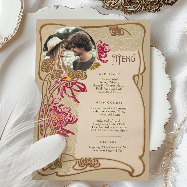 Convites Menu Janto de Casamento Foto Art Nouveau (Criador carregado)
