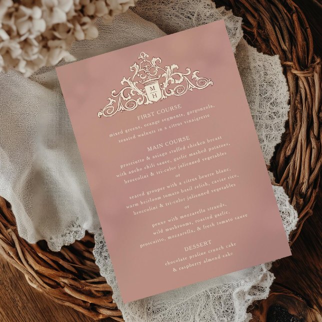 Convites Menu Janto de Casamento Mauve de Ivory Crest (Criador carregado)