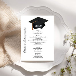Convites Menu janto de Festa de formatura preto e branco ca