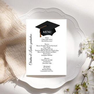 Convites Menu janto de Festa de formatura preto e branco ca