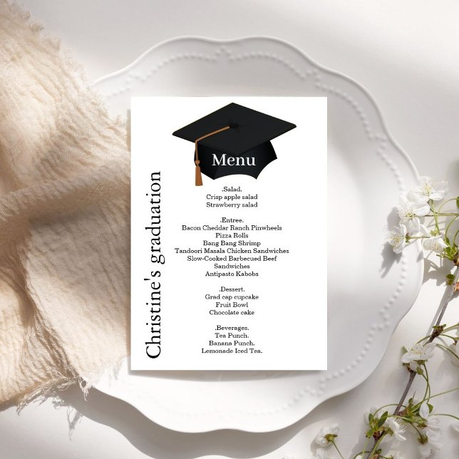 Convites Menu janto de Festa de formatura preto e branco ca (Criador carregado)