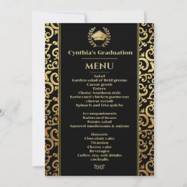 Convites Menu Janto de Graduação de Quadro Ouro Elegante