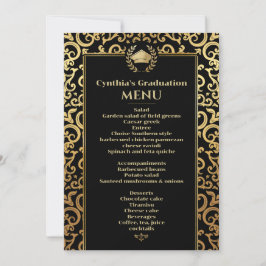 Convites Menu Janto de Graduação de Quadro Ouro Elegante