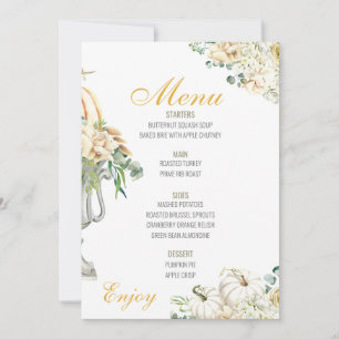 Convites Menu Janto Floral de Ação de Graças Menu Casamento