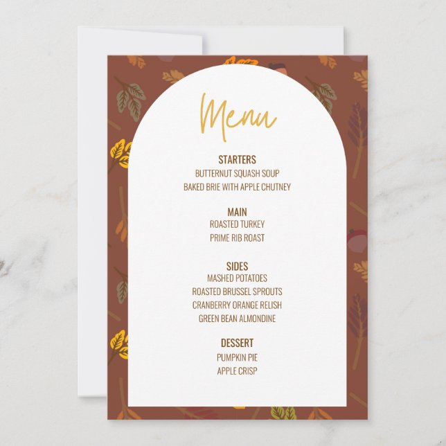Convites Menu Janto Floral de Ação de Graças Menu Casamento (Frente)