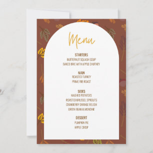 Convites Menu Janto Floral de Ação de Graças Menu Casamento