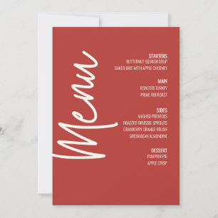 Convites Menu Janto Moderno Red Wedding Ação de Graças