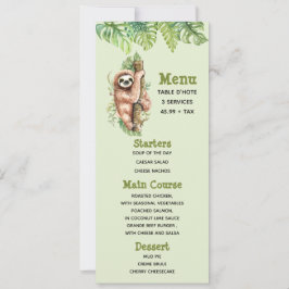 Convites Menu Largura de Cores Aquáticas e Folhas Tropicais