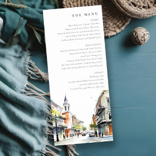 Convites Menu New Orleans Louisiana Watercolor Wedding
