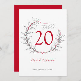 Convites Menu & Número da Tabela de Casamento Moderno (Verm