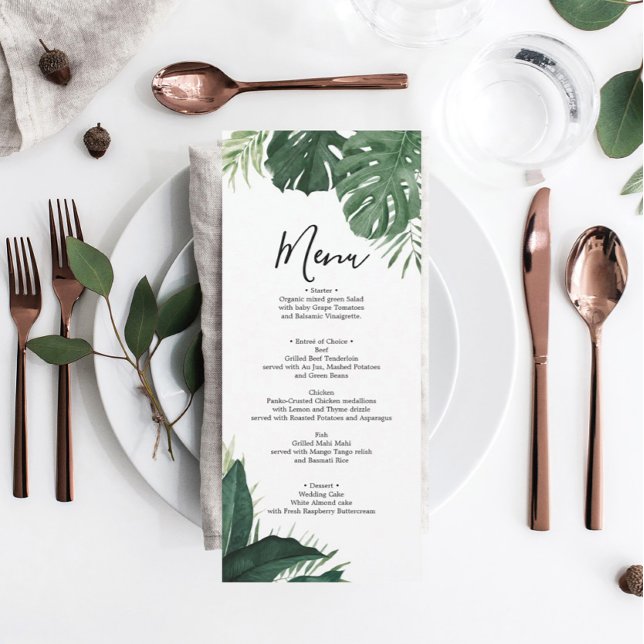 Convites Menu ou Chá de panela de Casamento Monstera Tropic (Criador carregado)