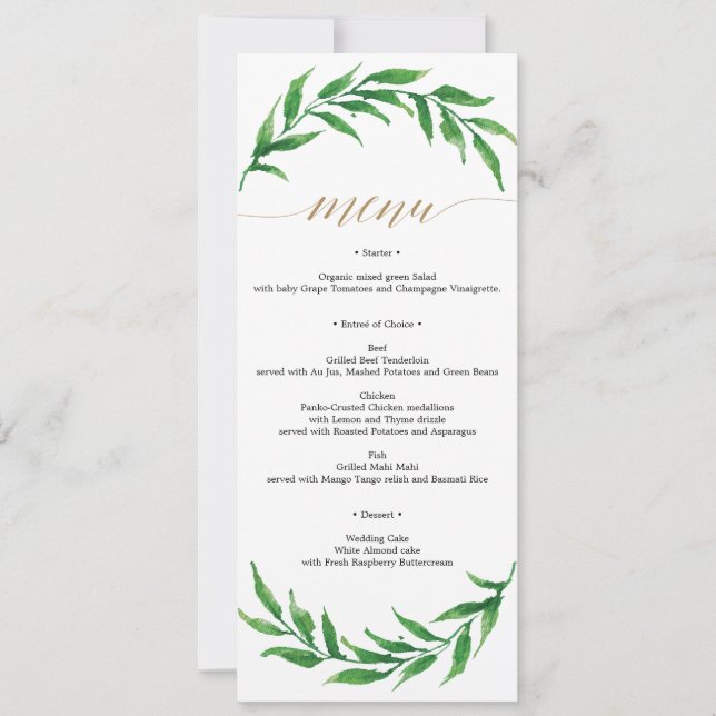 Convites Menu ou Chá de panela Greenery Wedding (Frente)