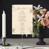 Menu Papel de Artesanato sobre Folhagem Verde Dust