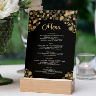 Convites Menu Preto e Dourado Elegante