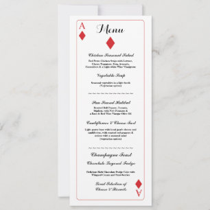 Convites Menu Recepção de Casamento Cartas de Baralho Ás de