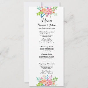 Convites Menu Recepção de Casamento Flores Elegantes Cartõe