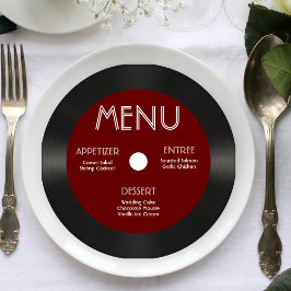 Convites Menu Recepção de casamento Retro Red Vinyl Record
